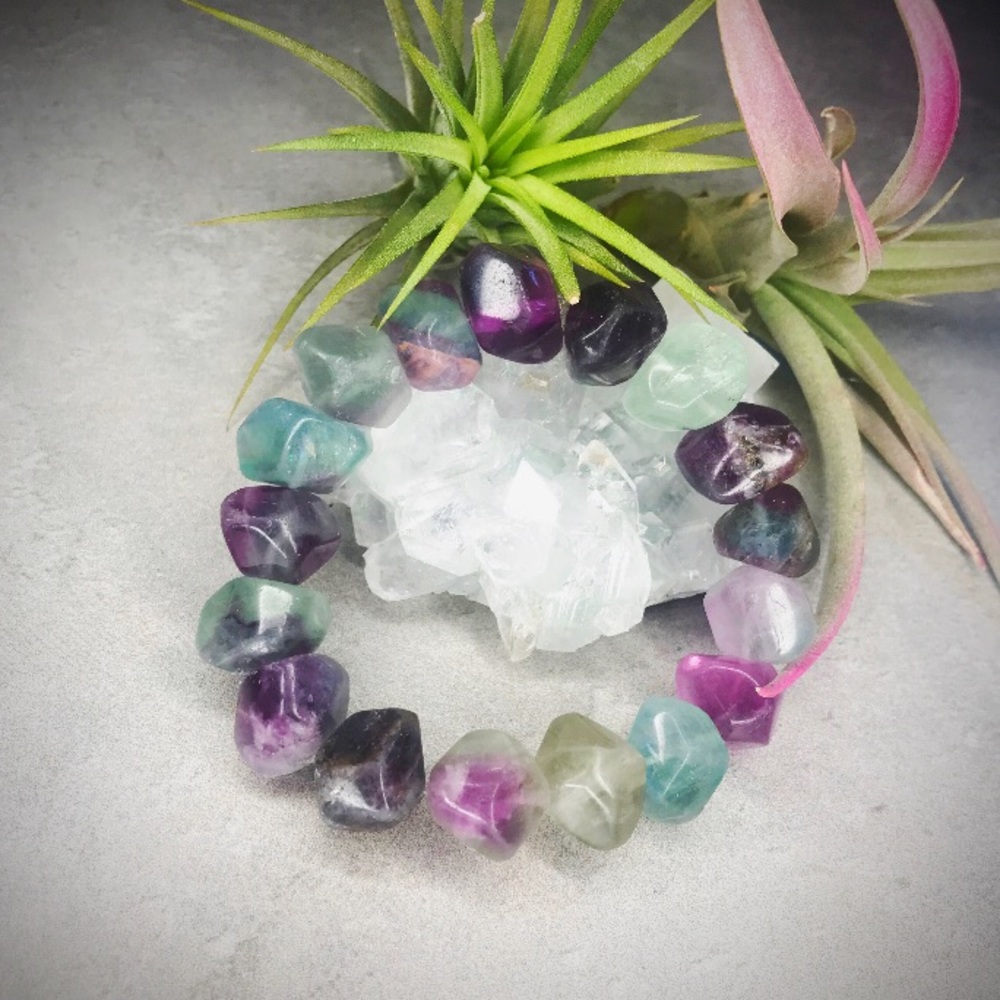 Fluorite chunk bracelet